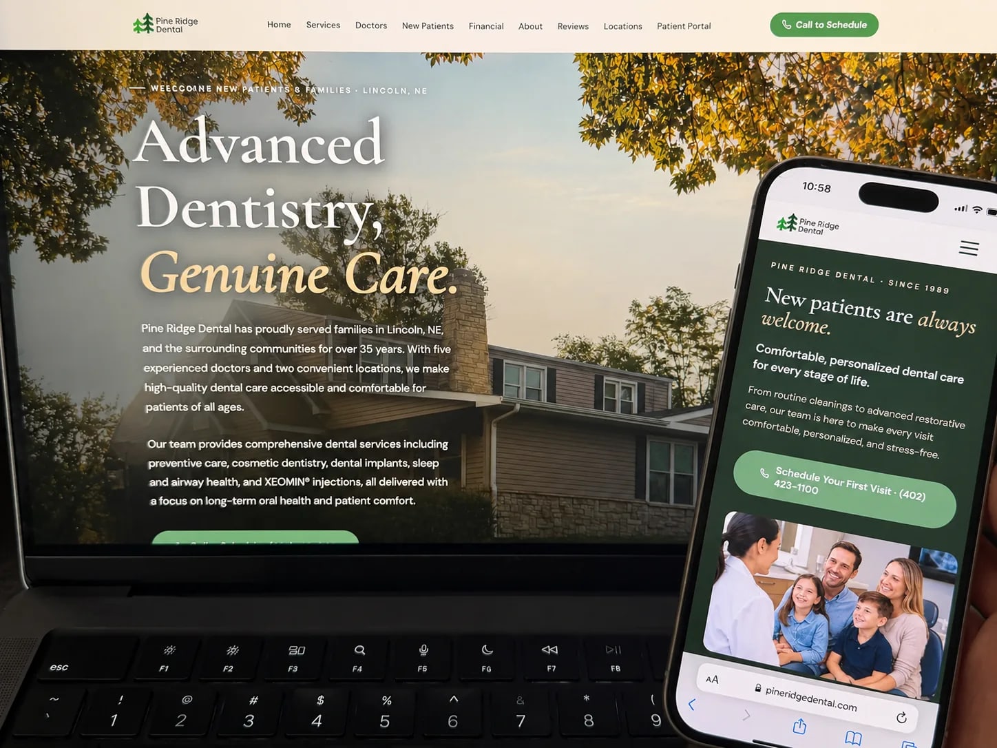 Pine Ridge Dental's new website designed by Jerd Design